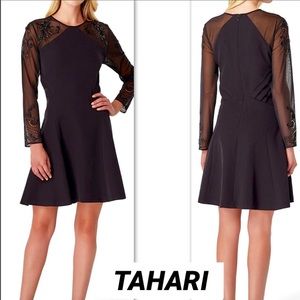 TAHARI SHEER EMBROIDERED BEADED SLEEVES